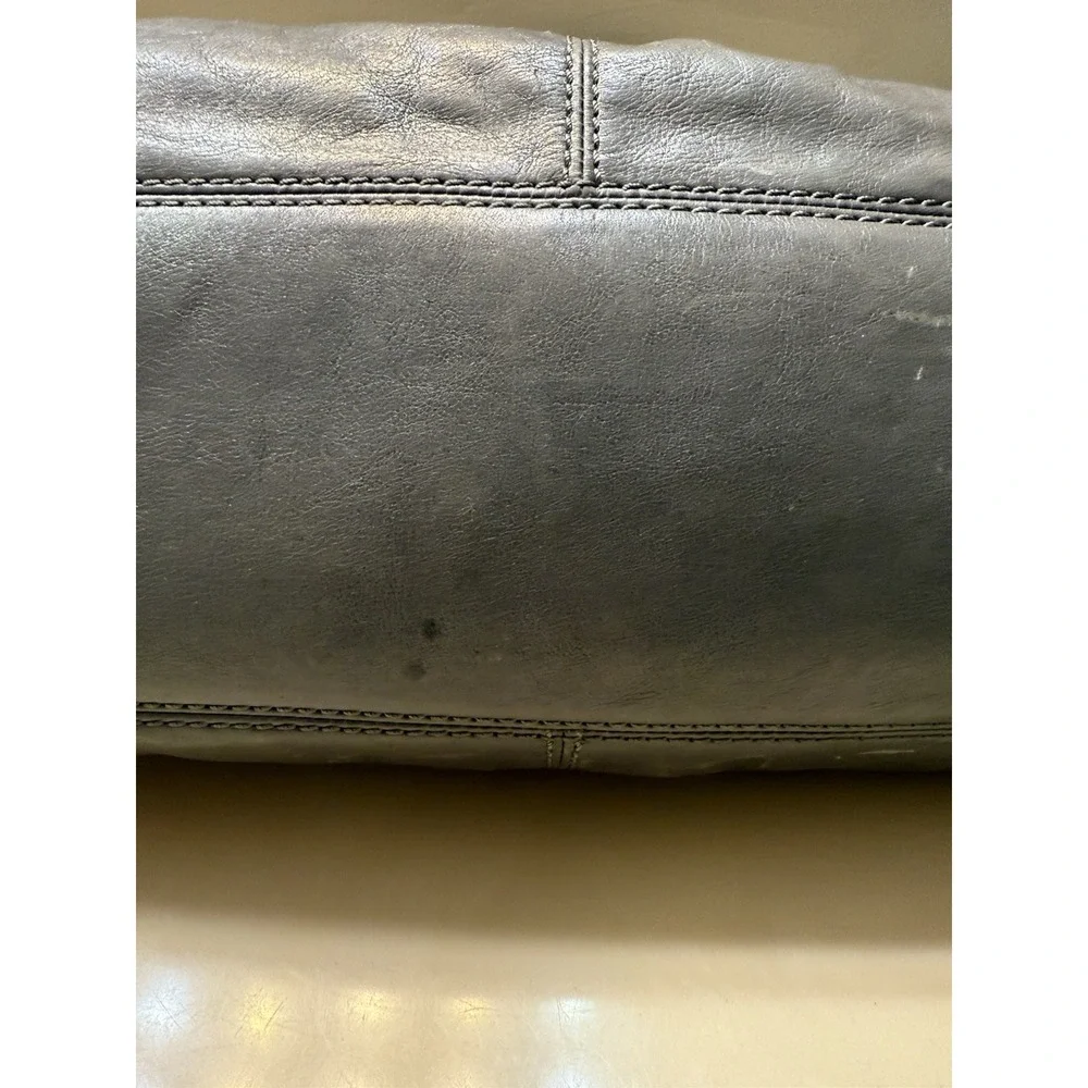 Coach Gray Leather Purse Large Hobo Handbag Turnlock Closure